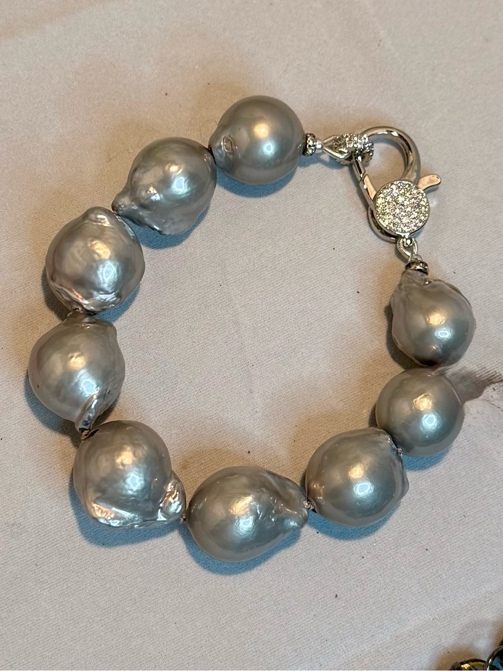 Silver Baroque Pearl Bracelet - handcrafted by pearlgurl